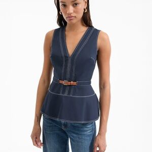 Veronica Beard Dark Blue Top with Stitching